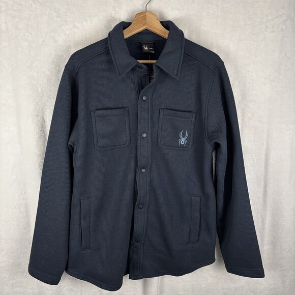 Spyder Frontier Thermal Snap Button Jacket Shacket Navy Blue Mens Size Small NWT - Picture 1 of 8